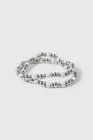 Ardene 2-Pack Marble Stone Bracelets in Silver