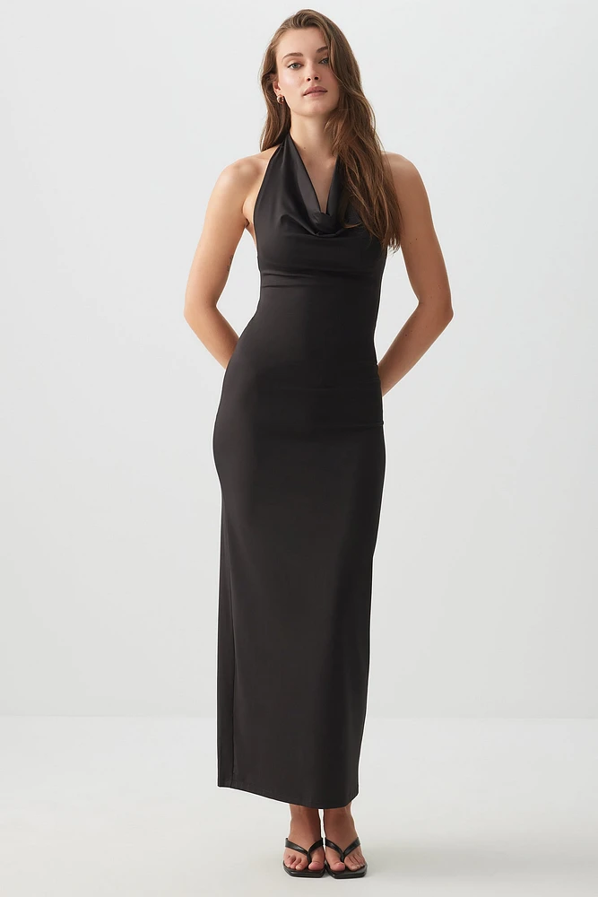 Ardene Halter Bodycon Midi Dress in Black | Size | Elastane/Polyamide