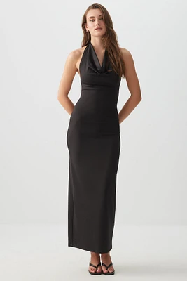 Ardene Halter Bodycon Midi Dress in Black | Size | Elastane/Polyamide