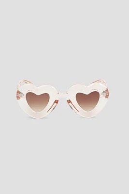 Ardene Balloon Heart Shaped Sunglasses in Beige