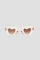 Ardene Balloon Heart Shaped Sunglasses in Beige