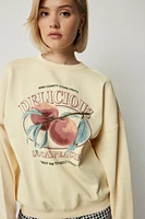 Ardene Gourmet Print Sweatshirt in Light Yellow | Size | Polyester/Cotton | Fleece-Lined