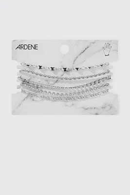 Ardene 5-Pack Mix Chain Bracelets in Silver