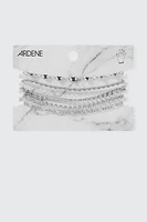 Ardene 5-Pack Mix Chain Bracelets in Silver