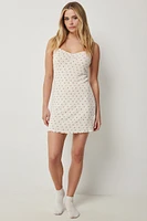 Ardene Pointelle Nightie in Beige | Size Medium | Polyester/Spandex/Cotton | Eco-Conscious