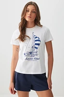 Ardene Classic Graphic T-Shirt in Dark Blue | Size | Cotton | Eco-Conscious