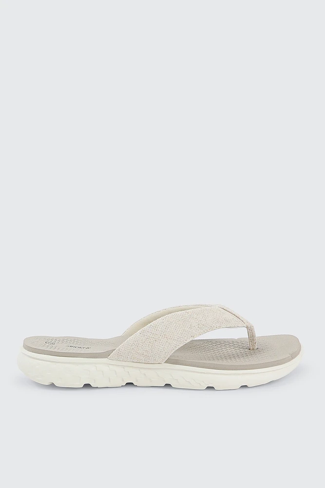 Ardene Sporty Flip-Flops Sandals in Beige | Size