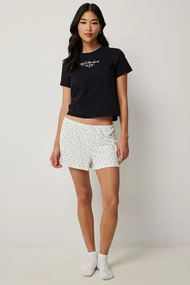 Ardene Rib Super Soft PJ Shorts in White | Size | Polyester/Spandex | Eco-Conscious