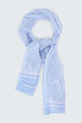 Ardene Floral Lightweight Scarf in Light Blue | 100% Viscose