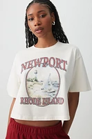 Ardene Boxy Graphic T-Shirt in Beige | Size | 100% Cotton
