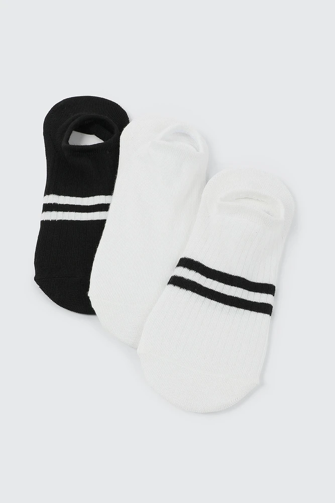 Ardene 3-Pack Striped Shoe Liners | Polyester/Spandex