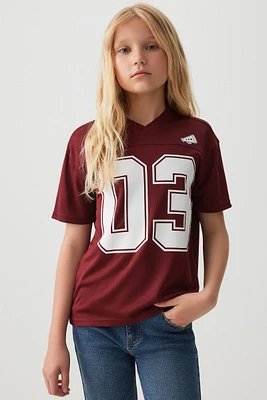 Ardene Kids Sports Jersey Shirt in Burgundy | Size Small | Polyester