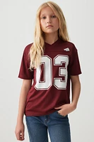 Ardene Kids Sports Jersey Shirt in Burgundy | Size | Polyester