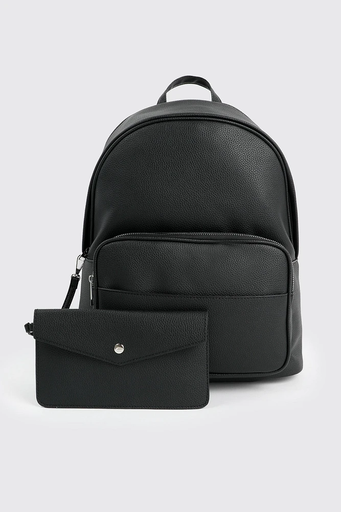Ardene Faux Leather Backpack in Black | 100% Recycled Polyester/Faux Leather | Eco-Conscious
