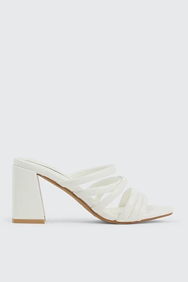 Ardene Flare Heel Strappy Sandals in White | Size | Eco-Conscious