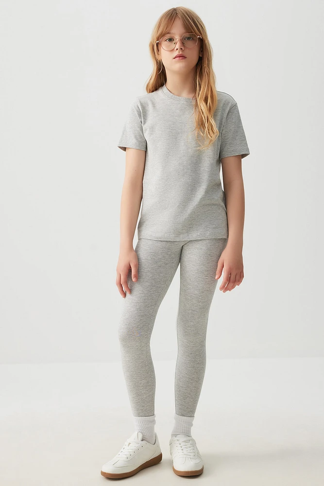 Ardene Kids Organic Cotton Leggings in Grey | Size | Cotton/Elastane | Eco-Conscious