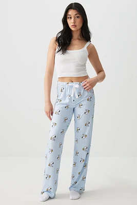 Ardene Snoopy Straight Leg PJ Pants in Light Blue | Size | Polyester/Spandex