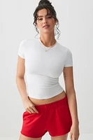 Ardene Low Rise Mini Sweatshorts in Red | Size | Polyester/Cotton | Fleece-Lined