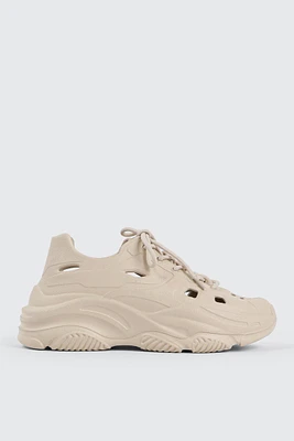 Ardene Lightweight Lace Up Sneakers in Beige | Size