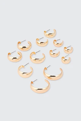 Ardene 6-Pack Hoop Earrings in Gold | Stainless Steel