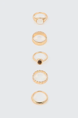 Ardene 5-Pack Assorted Gold Toned Rings | Size Small