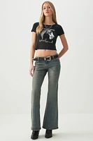 Ardene Low Rise Flare jeans in Medium Blue | Size | Polyester/Spandex/Cotton
