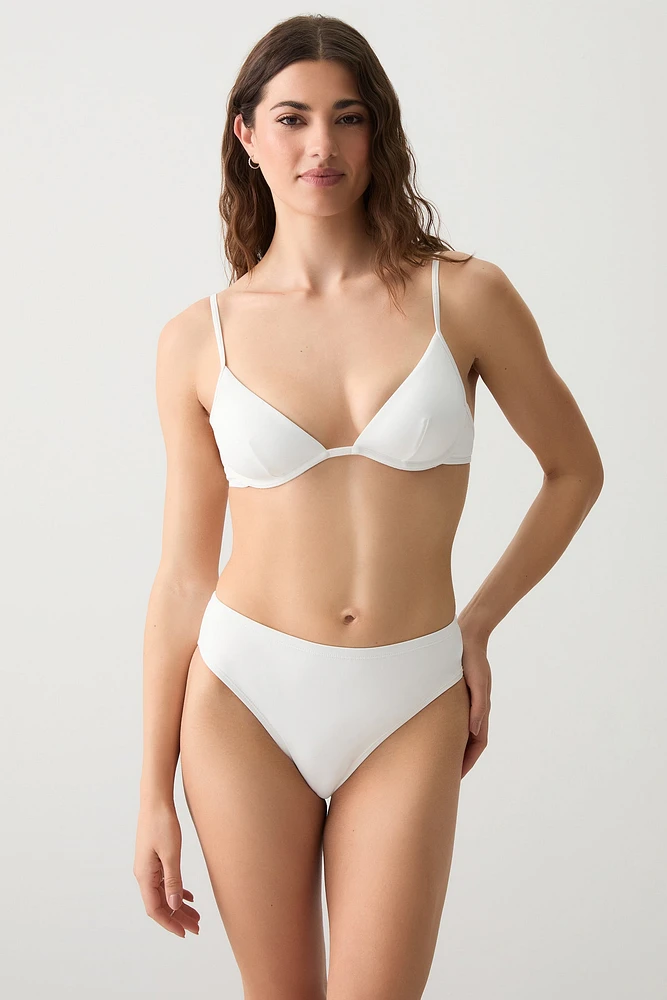 Ardene High Waist Bikini Bottom in White | Size | Polyester/Nylon/Spandex | Microfiber