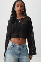 Ardene Star Crochet Sweater in Black | Size | 100% Acrylic