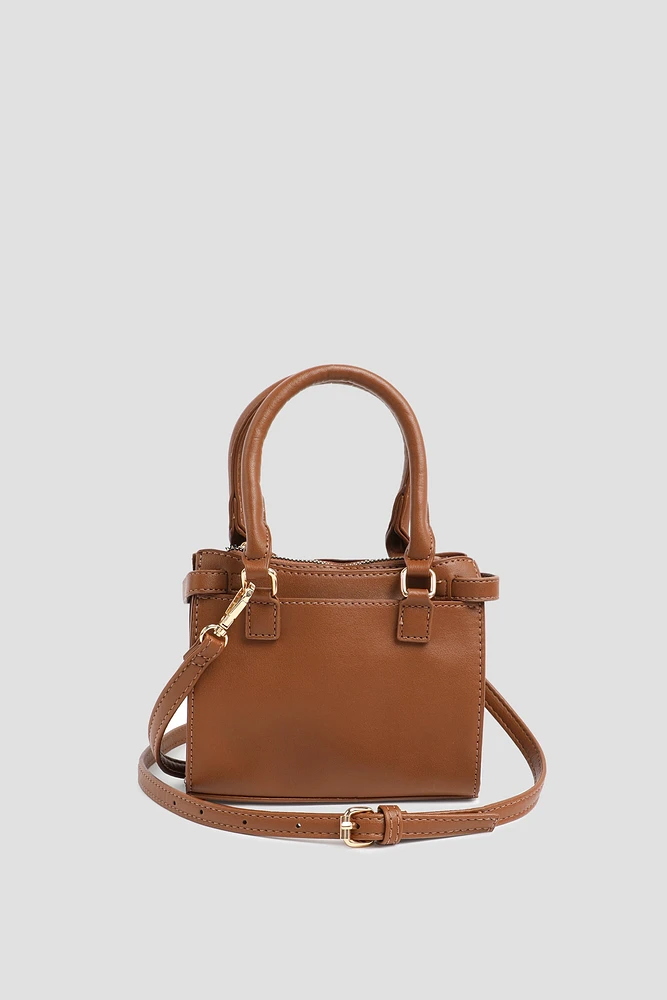 Ardene Tote Bag in Cognac | 100% Recycled Polyester/Faux Leather | Eco-Conscious