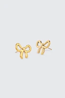 Ardene Stainless Steel Bow Earrings in Gold