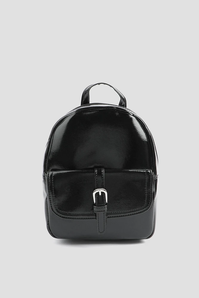 Ardene Small Backpack in Black | Faux Leather/Polyester