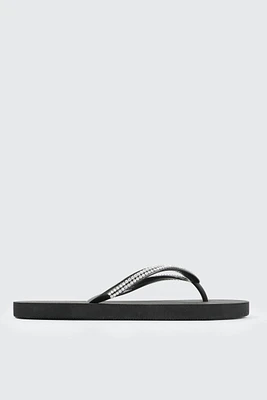 Ardene Rhinestone Strap Flip-Flops Sandals in | Size | Eco-Conscious