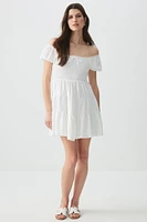 Ardene Smocked Tiered Midi Dress in White | Size | Rayon