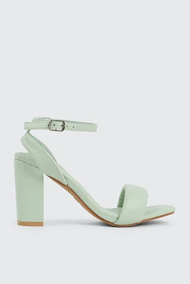 Ardene Block Heel Sandals in Light | Size | Faux Leather | Eco-Conscious