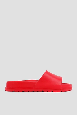 Ardene Lightweight Chunky Slides in Red | Size
