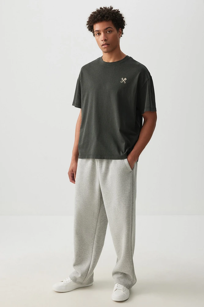 Ardene Man Straight Leg Sweatpants For Men in Grey | Size | Polyester/Cotton | Fleece-Lined