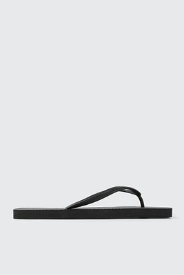 Ardene Square Toe Flip-Flops Sandals in Black | Size 9.5 | Eco-Conscious