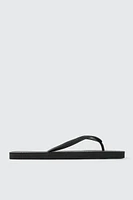 Ardene Square Toe Flip-Flops Sandals in Black | Size 9.5 | Eco-Conscious
