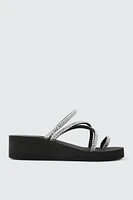 Ardene Embellished Multi Strap Wedge Sandals in | Size