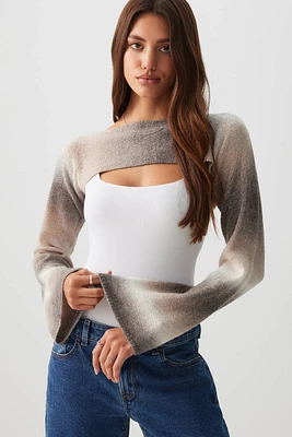 Ardene Ombre Sweater Shrug in Brown | Size Small | Polyester/Nylon