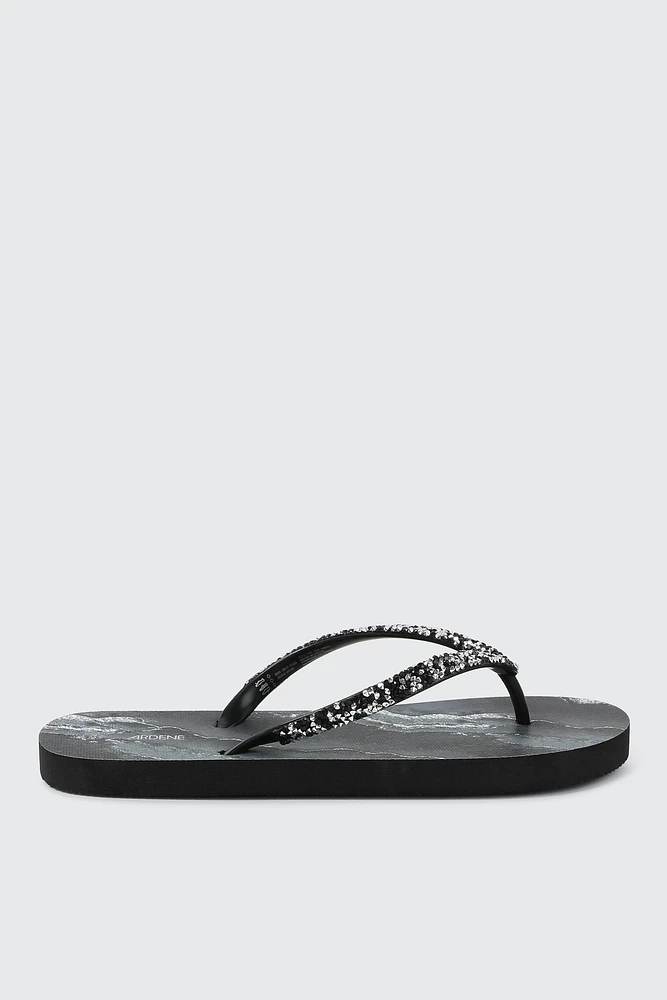 Ardene Marble Print Flip-Flops with Glitters Sandals in | Size | Eco-Conscious