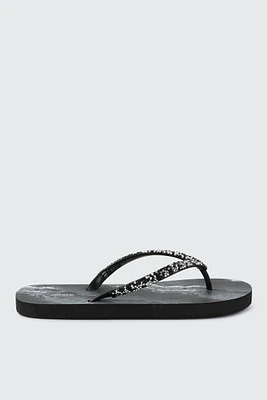 Ardene Marble Print Flip-Flops with Glitters Sandals in | Size | Eco-Conscious