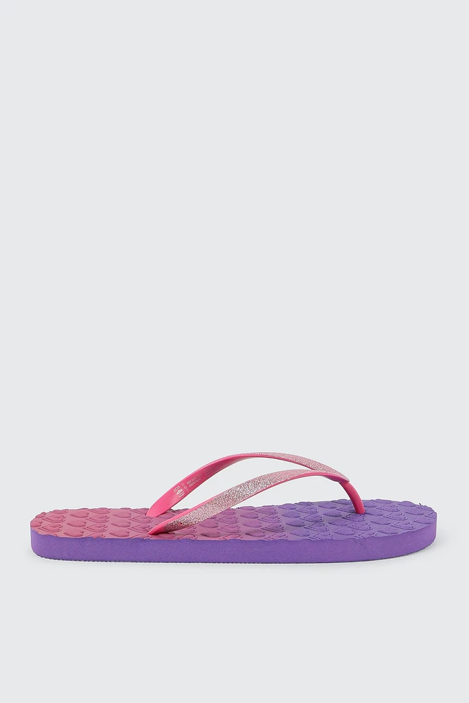 Ardene Heart-Embossed Flip-Flops Sandals in Purple | Size | Eco-Conscious