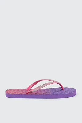 Ardene Heart-Embossed Flip-Flops Sandals in Purple | Size | Eco-Conscious