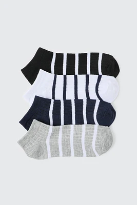 Ardene 4-Pack Striped Ankle socks in Black | Polyester/Spandex