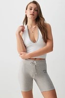 Ardene Super Soft Drawstring Biker Shorts in Grey | Size | Polyester/Elastane | Eco-Conscious