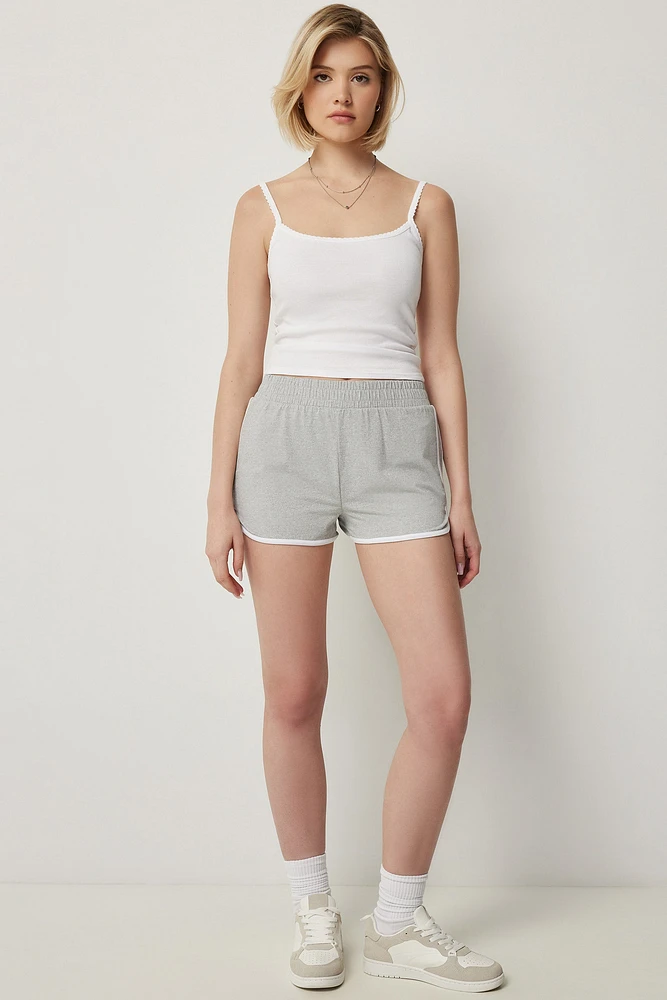 Ardene Dolphin Shorts with Contrast Piping in Grey | Size | Polyester/Spandex