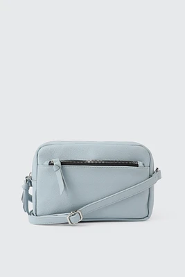 Ardene Faux Leather Crossbody Bag in Light Blue | 100% Recycled Polyester/Faux Leather | Eco-Conscious