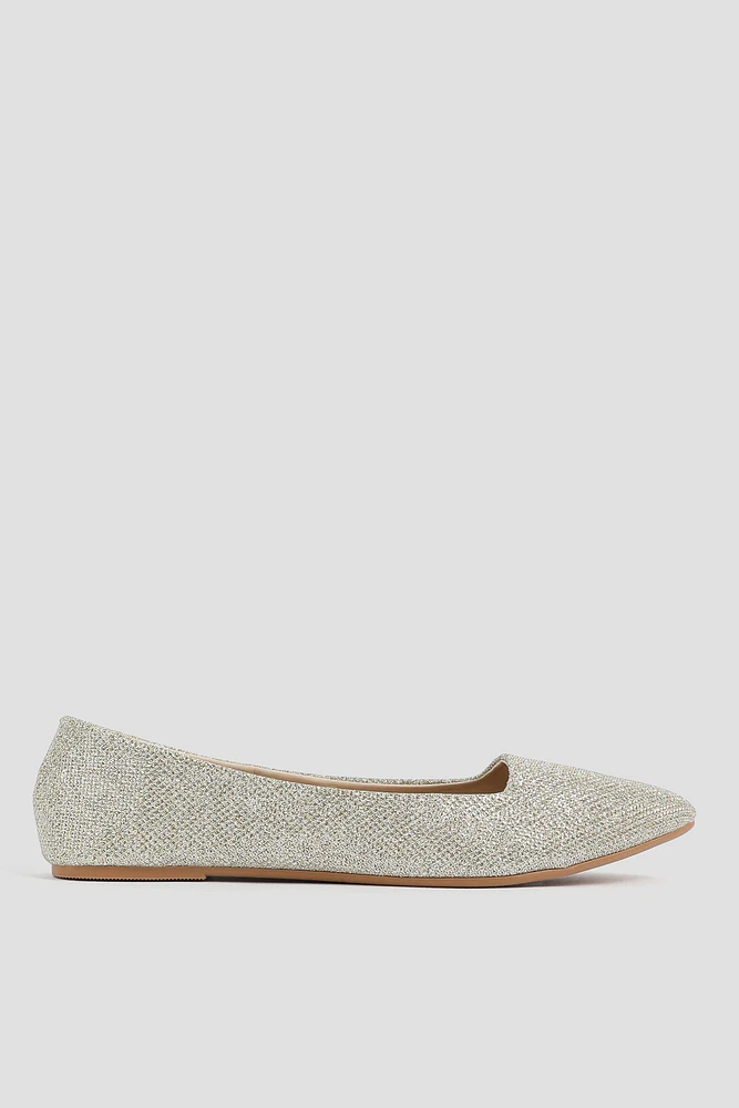 Ardene Pointy Toe Ballet Flats in Gold | Size 6 | Faux Leather