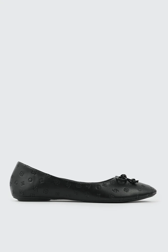 Ardene Embossed Ballet Flats in Black | Size | Eco-Conscious